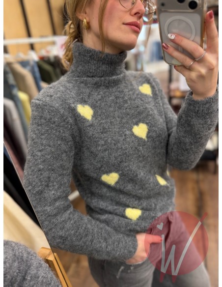Pull Dolcevita Hearts Grigio