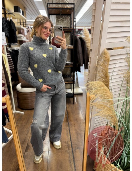 Pull Dolcevita Hearts Grigio