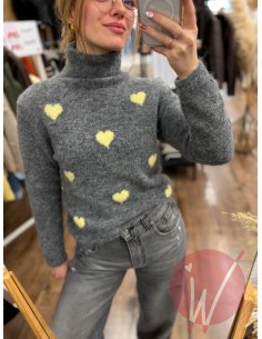 Pull Dolcevita Hearts Grigio 2