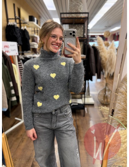 Pull Dolcevita Hearts Grigio