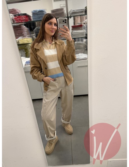 Pantalone Boston Ecopelle Gesso