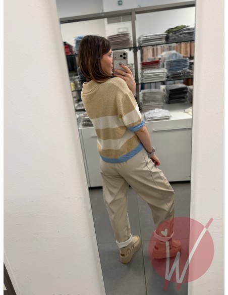 Pantalone Boston Ecopelle Gesso