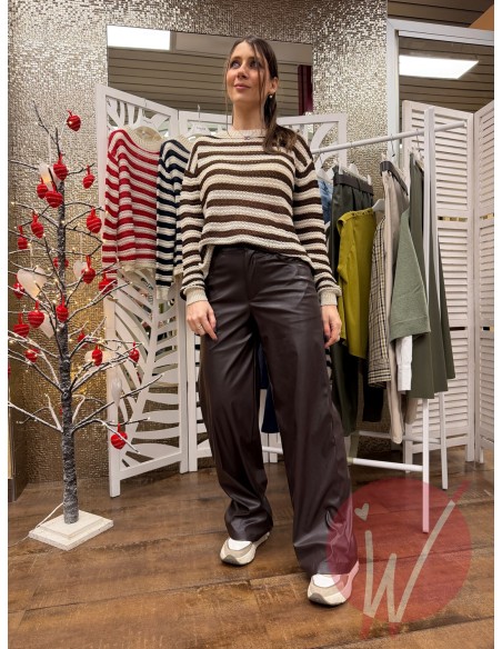 Pantalone WideLeg Ecopelle Hanoi Cioccolato