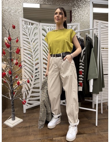 Pantalone Boston Ecopelle Gesso