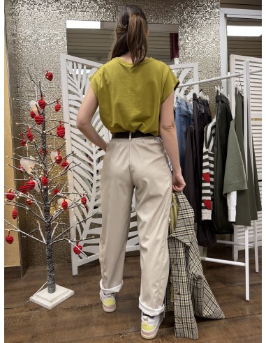 Pantalone Boston Ecopelle Gesso