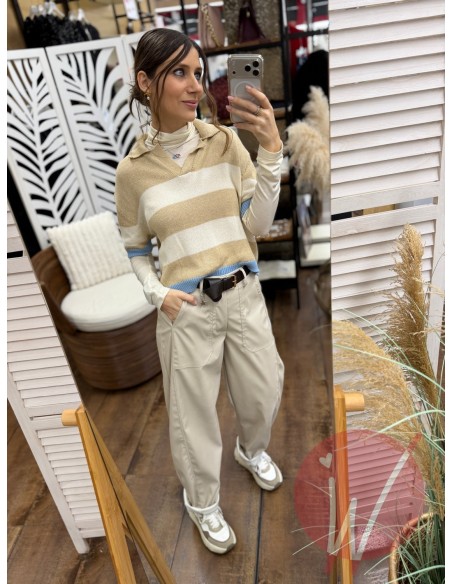 Pantalone Boston Ecopelle Gesso