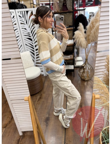 Pantalone Boston Ecopelle Gesso