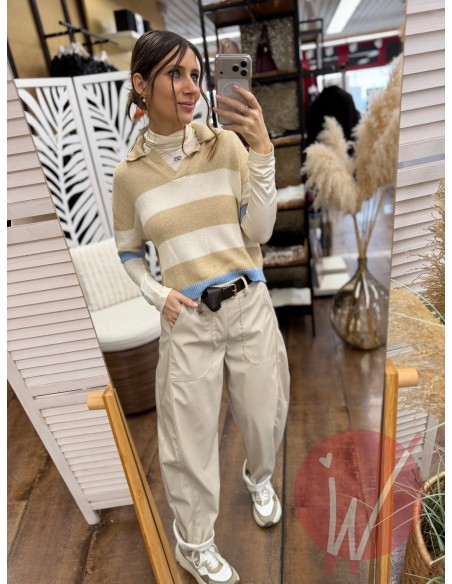 Pantalone Boston Ecopelle Gesso