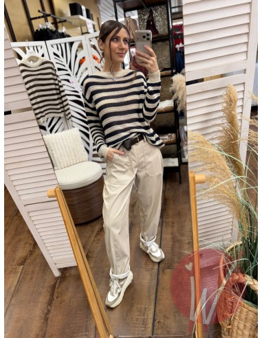 Pantalone Boston Ecopelle Gesso