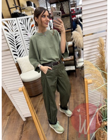 Pantalone Boston Ecopelle Militare