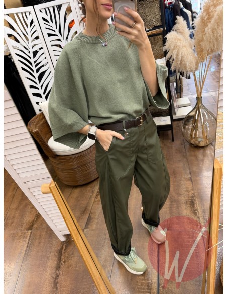 Pantalone Boston Ecopelle Militare