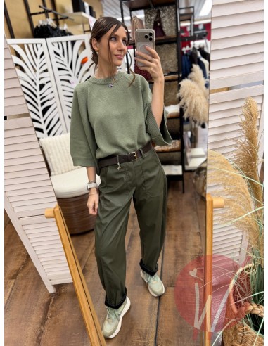 Pantalone Boston Ecopelle Militare