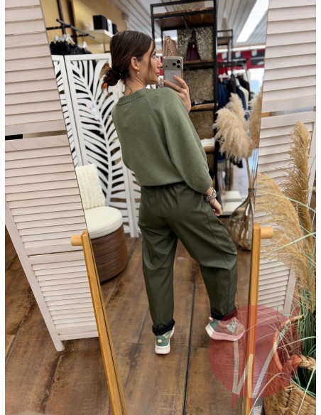 Pantalone Boston Ecopelle Militare