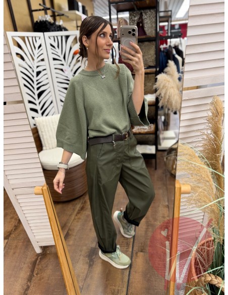 Pantalone Boston Ecopelle Militare