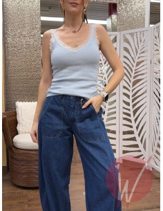 Top Pizzo Chantal Azzurro