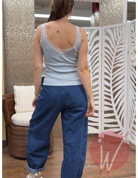 Top Pizzo Chantal Azzurro