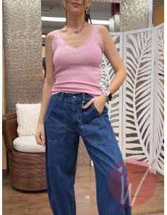 Top Pizzo Chantal Rosa Baby