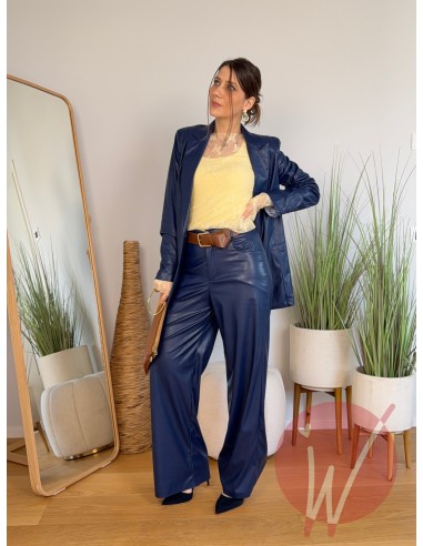 Pantalone WideLeg Ecopelle Hanoi Blu