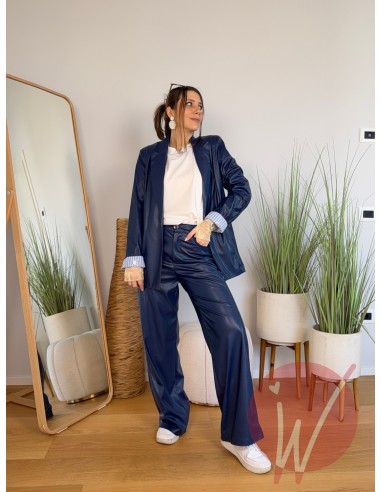 Pantalone WideLeg Ecopelle Hanoi Blu