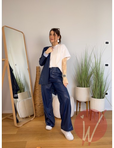 Pantalone WideLeg Ecopelle Hanoi Blu