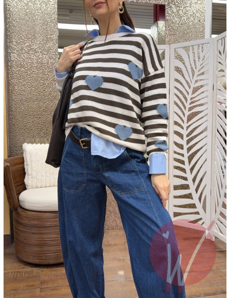 Maglia Love Cacao/Azzurro