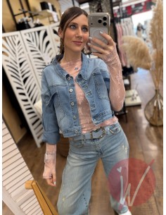 Giubbino Crop Denim Sky