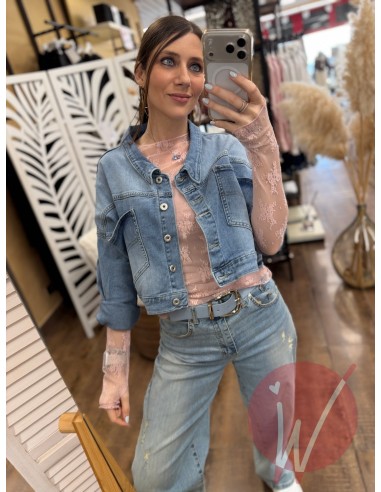 Giubbino Crop Denim Sky