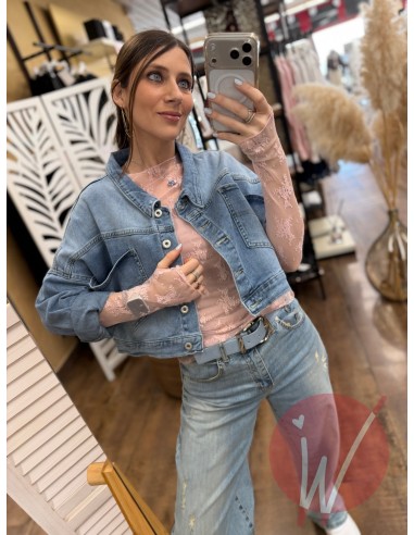 Giubbino Crop Denim Sky