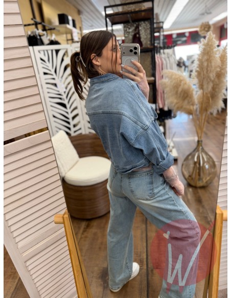 Giubbino Crop Denim Sky