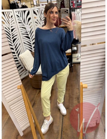 Maglia Asimmetrica Jane Blu Denim