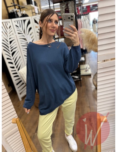 Maglia Asimmetrica Jane Blu Denim