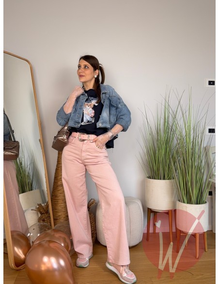 Jeans Wide Leg Venice Rosa Cipria