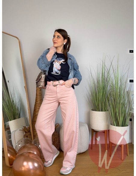Jeans Wide Leg Venice Rosa Cipria