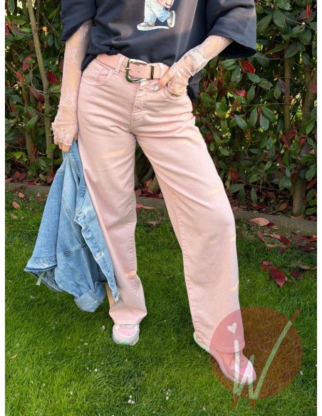 Jeans Wide Leg Venice Rosa Cipria