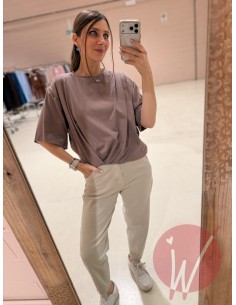 T-Shirt Drappeggio Fango 2