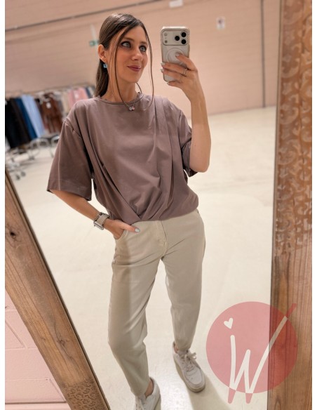 T-Shirt Drappeggio Fango