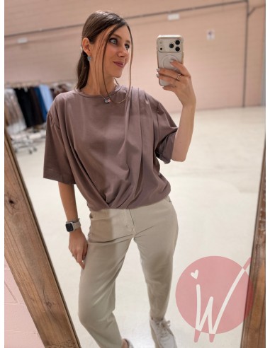 T-Shirt Drappeggio Fango