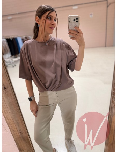 T-Shirt Drappeggio Fango