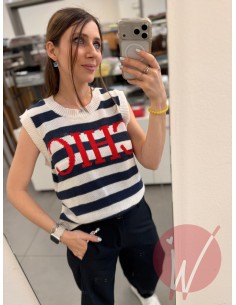 Gilet Righe Chic Blu