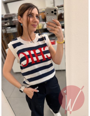 Gilet Righe Chic Blu