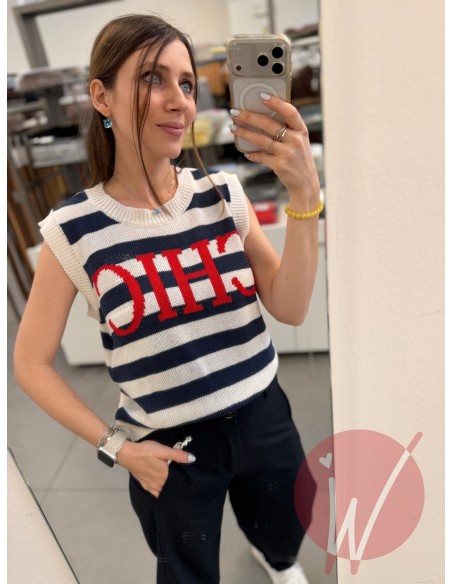 Gilet Righe Chic Blu