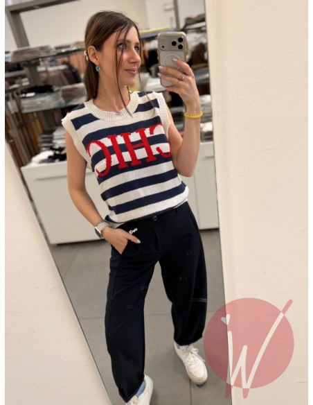 Gilet Righe Chic Blu