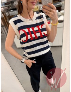 Gilet Righe Chic Blu 2