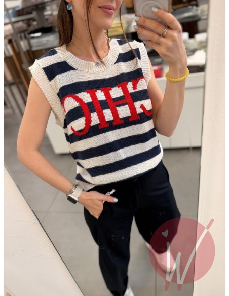 Gilet Righe Chic Blu