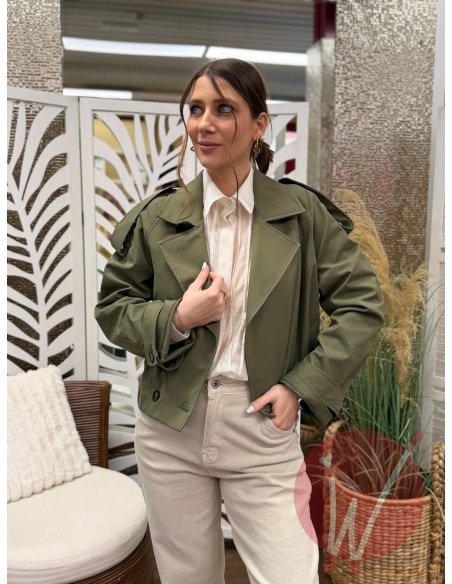 Trench Corto Dublino Verde Militare