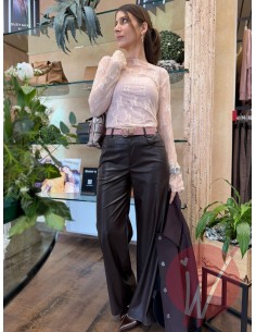 Pantalone WideLeg Ecopelle Hanoi Cioccolato 2