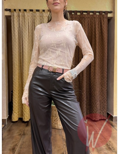 Pantalone WideLeg Ecopelle Hanoi Cioccolato