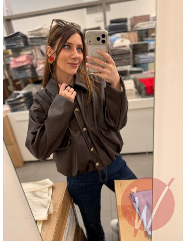 Bomber Ecopelle Martellata Moro