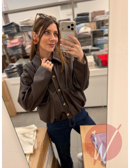 Bomber Ecopelle Martellata Moro