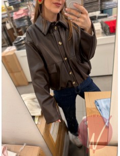 Bomber Ecopelle Martellata Moro 2